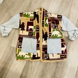 Handmade winterscape blanket jacket OS